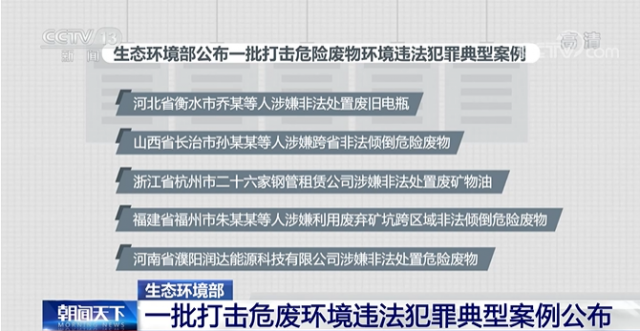 视频丨生态环境部 一批打击危废环境违法犯罪典型案例公布