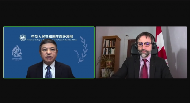 《生物多样性公约》缔约方大会第十五次会议主席、生态环境部部长黄润秋视频会见加拿大环境与气候变化部长